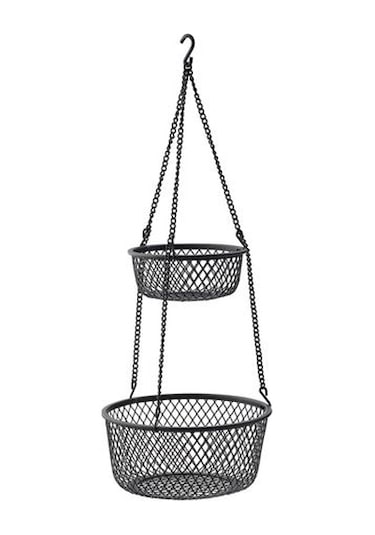 Siyah Renk Mutfak Askısı-Tel Sepet 2 Katlı MeridyenDukkan 25x63 c