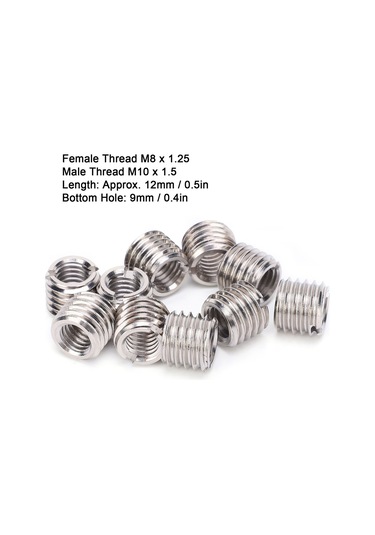 Samdoo 10 Adet Paslanmaz Çelik Vida Düzeltme Halka, M8x1.25 İç/m10x1.5 Dış Dişli, Uçak-araba-makine Ticareti İçin Dişli Tamiri Aracı