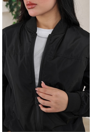 Bomber Kolej Su Geçirmez Ceket Siyah Bndk