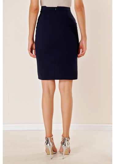 Astarlı İthal Krep Küp Etek - 34097 - Lacivert