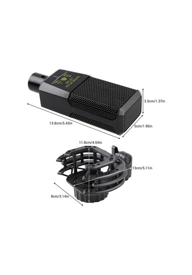 Fortunelane Profesyonel Büyük Zarf Kondansatör Mikrofon - Kaliteli Ses Kaydı, Gaming Ve Canlı Yayın İçin - Şok Emici Ve Kablolu