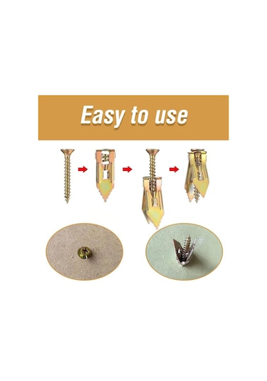 Xurunkeji 100 Adet Alçıpan Genleşme Vidaları Taşınabilir Alçıpan Genleşme Vidaları 13x13x5cm