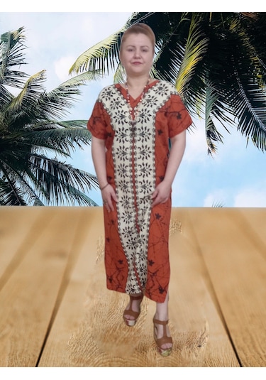 Boutique Venüs Şilebezi Taş Baskılı Elbise - Kahverengi