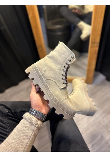 Yüksek Taban Ayakkabı B-023 Vizon Süet Renklı