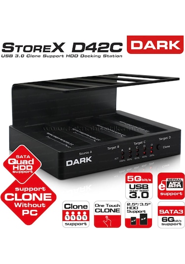 Dark Storex D42C Dörtlü 3.5"/2.5" Offline Klonlama Özellikli' Sat