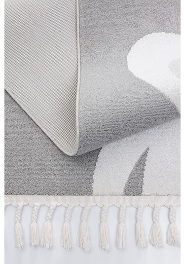Sparkle Gri Krem Tavşan Figürlü Hayvan Figürlü Çocuk Odası Halısı Gri