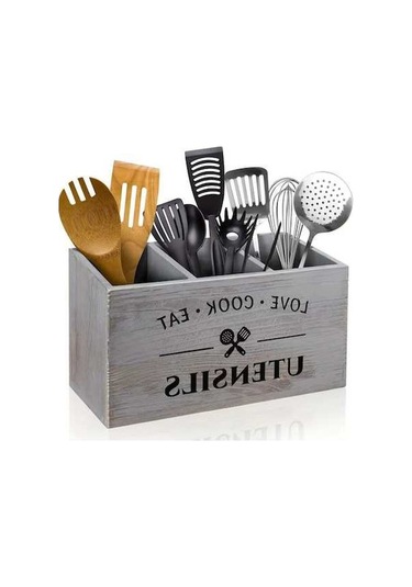Dancemonkey Mutfak Eşyası Düzenleyici Küçük Kutu, Bıçak, Çatal Ve Kaşık Sınıflandırıcı Saklama Sepeti Gri Gri