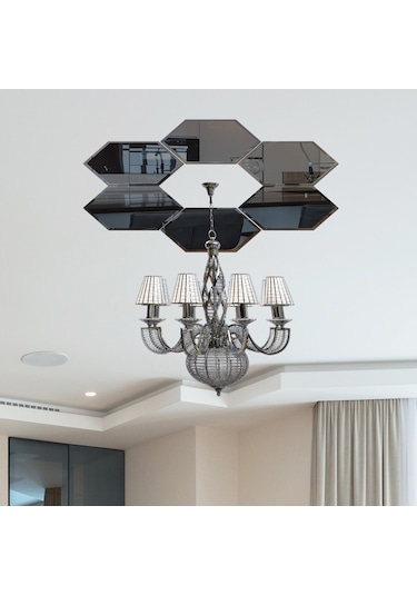 Ayna | Füme Ayna | 6'Lı Takım Altıgen Tavan Aynası Füme