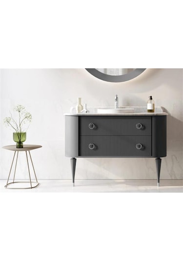 Orka Felice 100 Alt Modül + Lavabo Mat Siyah Lake / Ahşap Ayak Krom Diğer