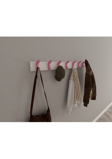 Hepsi3boyutlu Modern Duvar & Kapı Kanca Askılık - 7 Adet Pembe Kanca Askılık - Model No : 2 Pembe