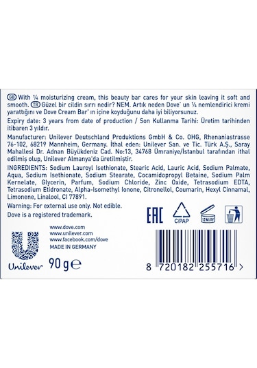 Dove Beauty Cream Bar Katı Sabun 4 x 90 G