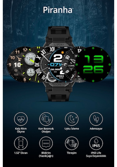 Piranha 9924 1.52" Akıllı Saat (İthalatçı Garantili)