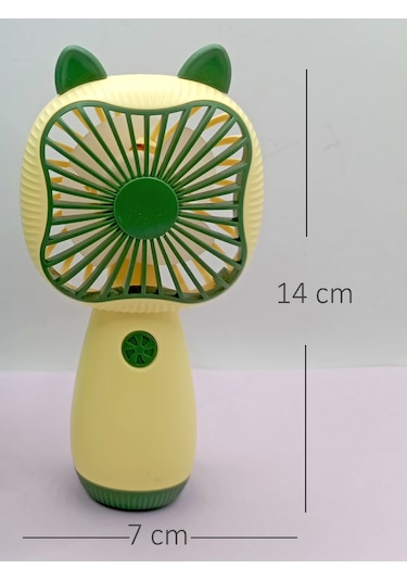 Mini Fan Kedi Model Fan Şarj Edilebilir El Fanı Vantilatör - Yeşil