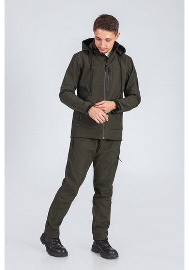 Erkek Suya Ve Rüzgara Dayanıklı Softshell Outdoor Pantolon Haki