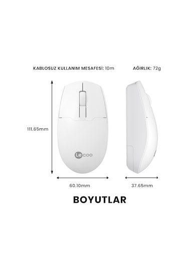 Lecoo WS204 Kablosuz 1200DPI 3 Tuşlu Optik Mouse