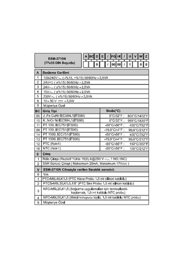 Emko Esm-3710-n.51801/0000/2300 ,77x35mm 220vac Kontak-1a1k Ntc Isı Kontrol