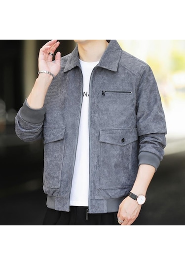 Pasifix Sonbahar ve Kış Gündelik Ceket Vintage Kadife Yaka Ceket 001