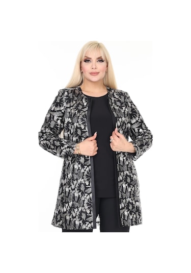 Büyük Beden 3925 Siyah Ceket+bluz Takım 001