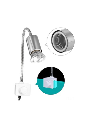 Xindoker 25w Kameleon Isı Ve Uv Işığı - Seramik Lambakafa, 360 Dönen Boru, 220v Avrupa Standartı Gümüş