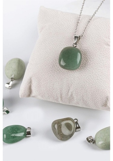 Sertifikalı Tımbıl Model Aventurin Taşı Kolye - Gümüş Aparatlı Çok Renkli