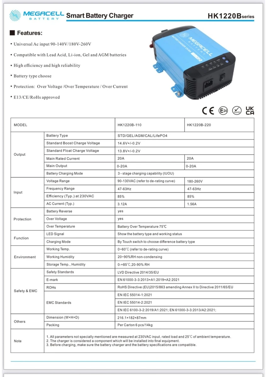 Megacell 12v 40 Ah Akıllı Lifepo4 Şarj Cihazı