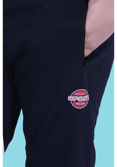 Fermuar Cep Detaylı, Yazı Baskılı Erkek Çocuk Eşofman Altı Lacivert