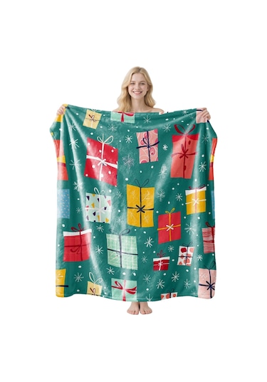 Noel Fral Küçük Battaniye Festival Atmosferi Pratik Kullanım-mt-flr-196 150 100 Yeşil