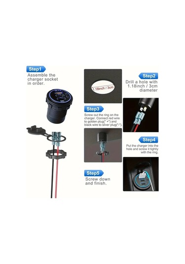 Xuweiwei Triple Port Hızlı Araç Şarj Cihazı Type C Pd Qc 3.0 Mavi Işıklı