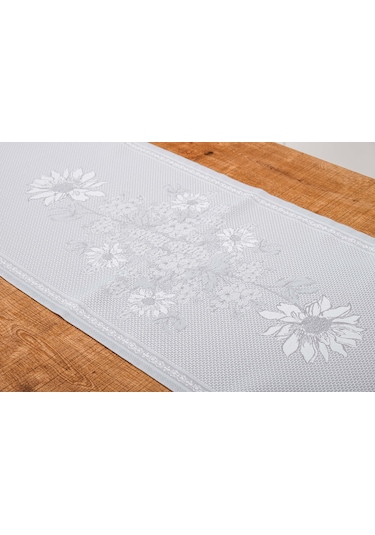 Finezza İris Jaka rPolyester Kumaş Gri Runner 45x150 cm - 1411