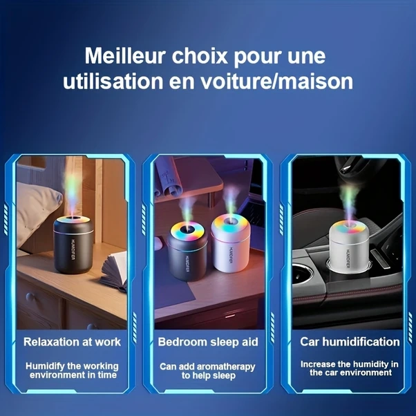 Chuangyinshop Siyah 1 Adet Usb Nemlendirici Uçucu Yağ Aromaterapi Difüzörü Renk Değiştiren Gece Lambası