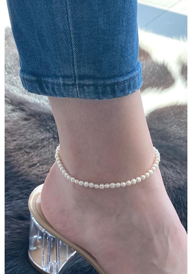 Doğal İnci Kadın Halhal Gümüş