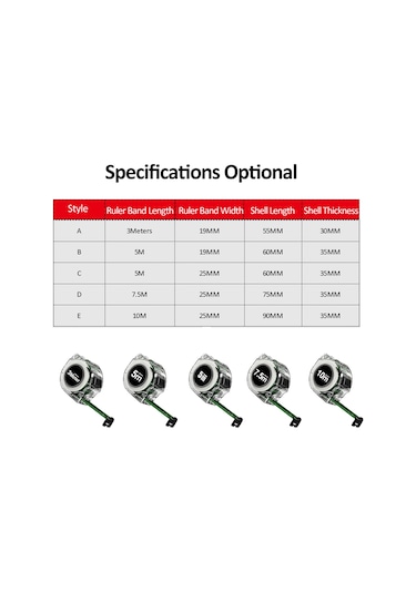 Singree "7,5 Metre Floresan Şeritli Yüksek Hassasiyetli Şeffaf Şerit Metre - Dayanıklı Metal Aks"