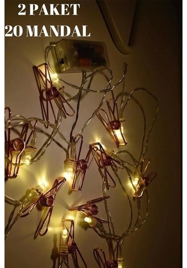 Buffer Bakır Renkli Led Işıklı Fotoğraf Asma Işık Süsleme Mandalları Renk