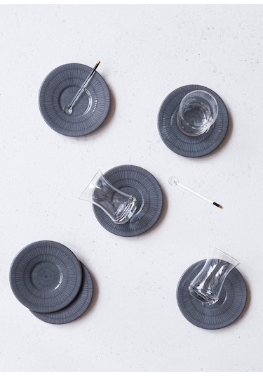 The Mia Noon Çay Tabağı 6lı Set Gri 13 Cm