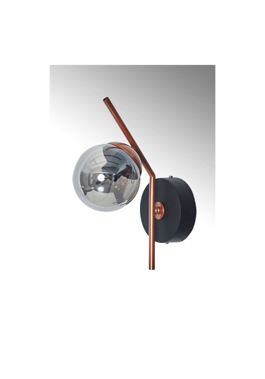 Luzarana Elit Bakır Siyah Metal Gövde Füme Camlı Tasarım  Dikey Aplik