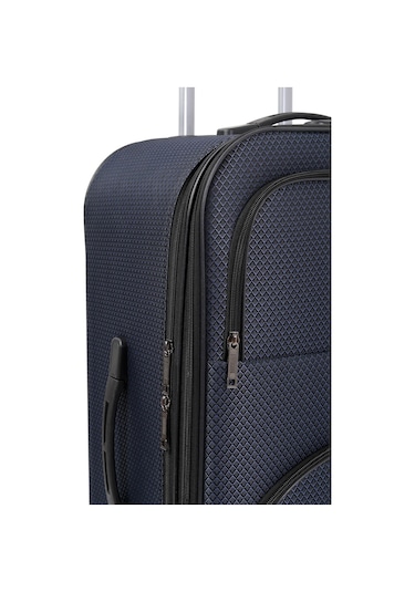 Oleets 8 Tekerli Su Geçirmez Kumaş Büyük Boy Valiz Lacivert
