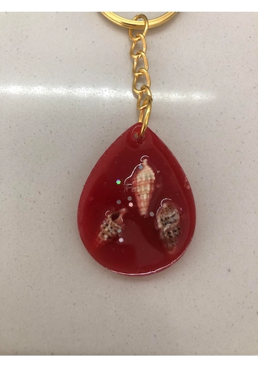Lim10lubahce Kırmızı Deniz Kabuklu Anahtarlık Kırmızı