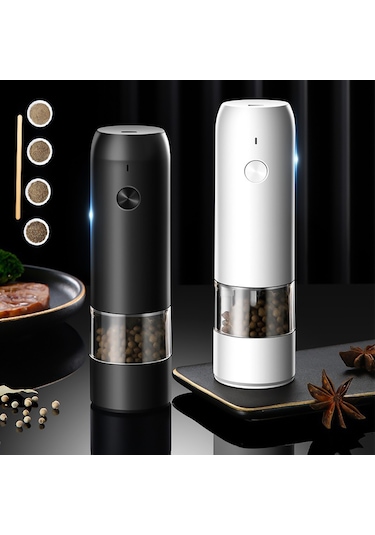 Mufunye Usb Şarjlı 6 Hızlı Baharat Değirmeni - Deniz Tuzu Ve Biber İçin Pratik Öğütücü Beyaz
