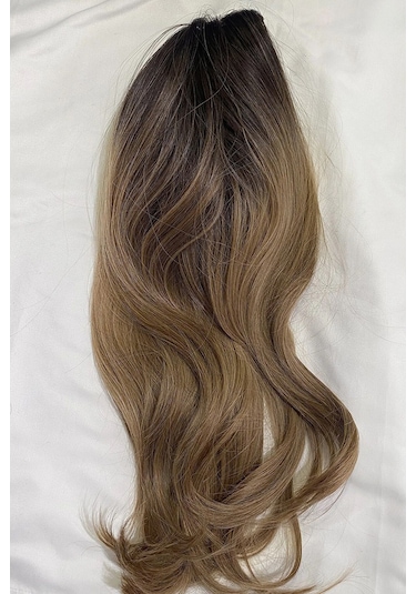 Caş Dekorasyon Kahverengi Ve Sarı Ombreli Dalgalı Peruk Kahverengi