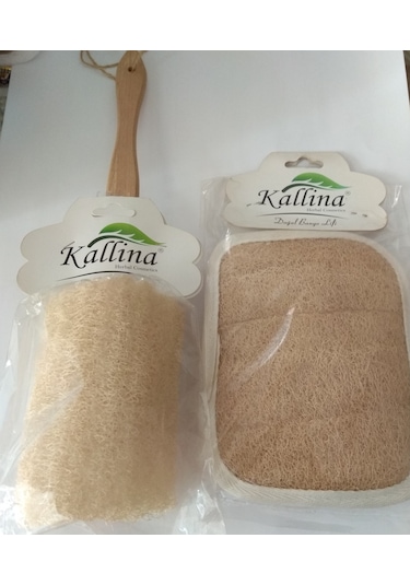 Kallina Kabak Lifi Sırt için Sopalı + Eldiven Kese Bej