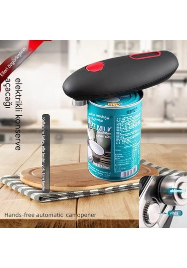 Soulader Elektrikli Otomatik Konserve Açacağı Şişe Kavanoz Açma Makinesi Ev Mutfak Aleti Siyah