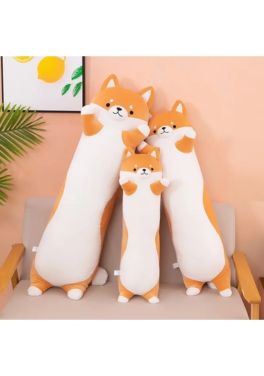 Yeni Uzun Husky Turuncu Sevimli Köpek Yastık Peluş Oyuncak Bebek Ekru