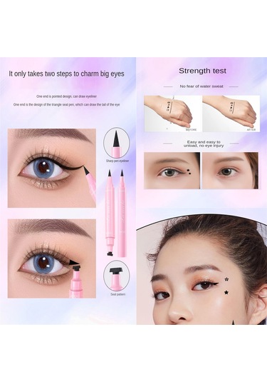 Samdoo Çift Uçlu Kalem Damga Göz Kalemi - Su Geçirmez Uzun Süreli Kalıcı - Sevgi Desenli Göz Dekorasyon Aleti