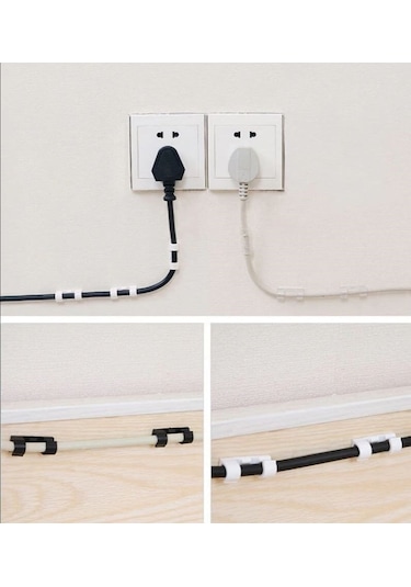 Yapışkanlı Mini 20 Lı Klips Usb Pc Adaptör Kablo Tutucu Aparat Şe
