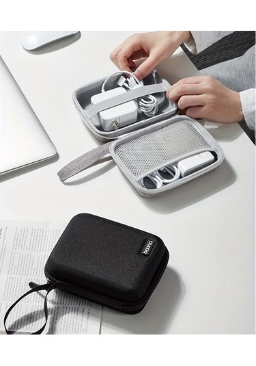 Topshop1 Siyah Eva Sert Kabuklu Fare Şarj Cihazı Kulaklık Saklama Çantası