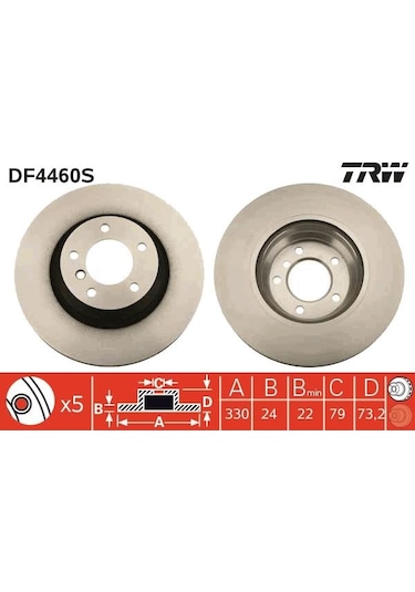 Trw Fren Dıskı On Bmw E82 E87 E88 E90 E92 E93 E84 Adet IS00-TRW DF4460S