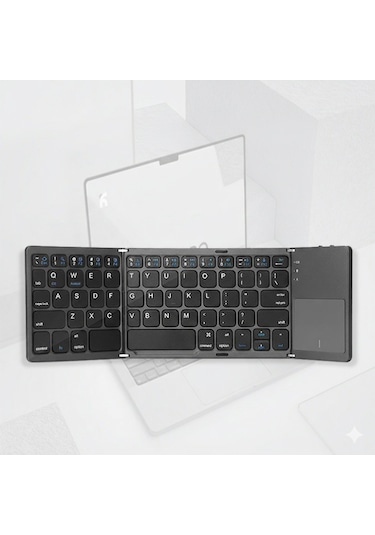 Touchpad'li 3'e Katlanabilir Bluetooth Klavye - Çoklu Cihaz Destekli Ultra İnce Seyahat Klavyesi