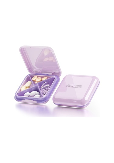 Yeiuyi7 Moda 4 Izgara Çapraz Sınıflandırma Hap Kutusu Mor