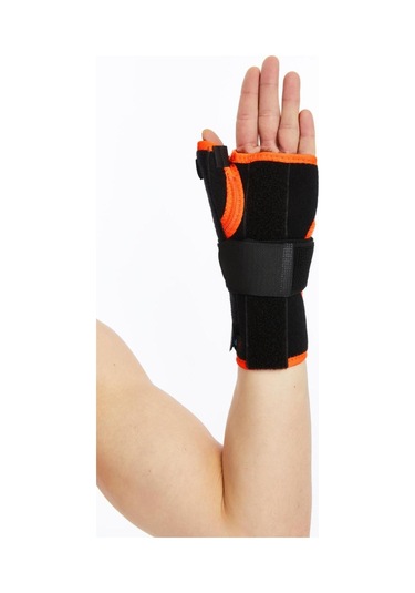 Prolife Ortopedi Avuç İçi Baş Parmak Destekli El Bilek Ateli Siyah-turuncu