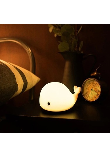 Sevimli Balina Gece Lambası Dokunmatik Sensörlü Renkli Çocuklar Için Usb Şarjlı İthal Ürün Çok Renkli